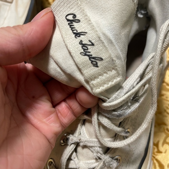 Distressed Converse High-Top Sneakers in Cream - Picture 4 of 8